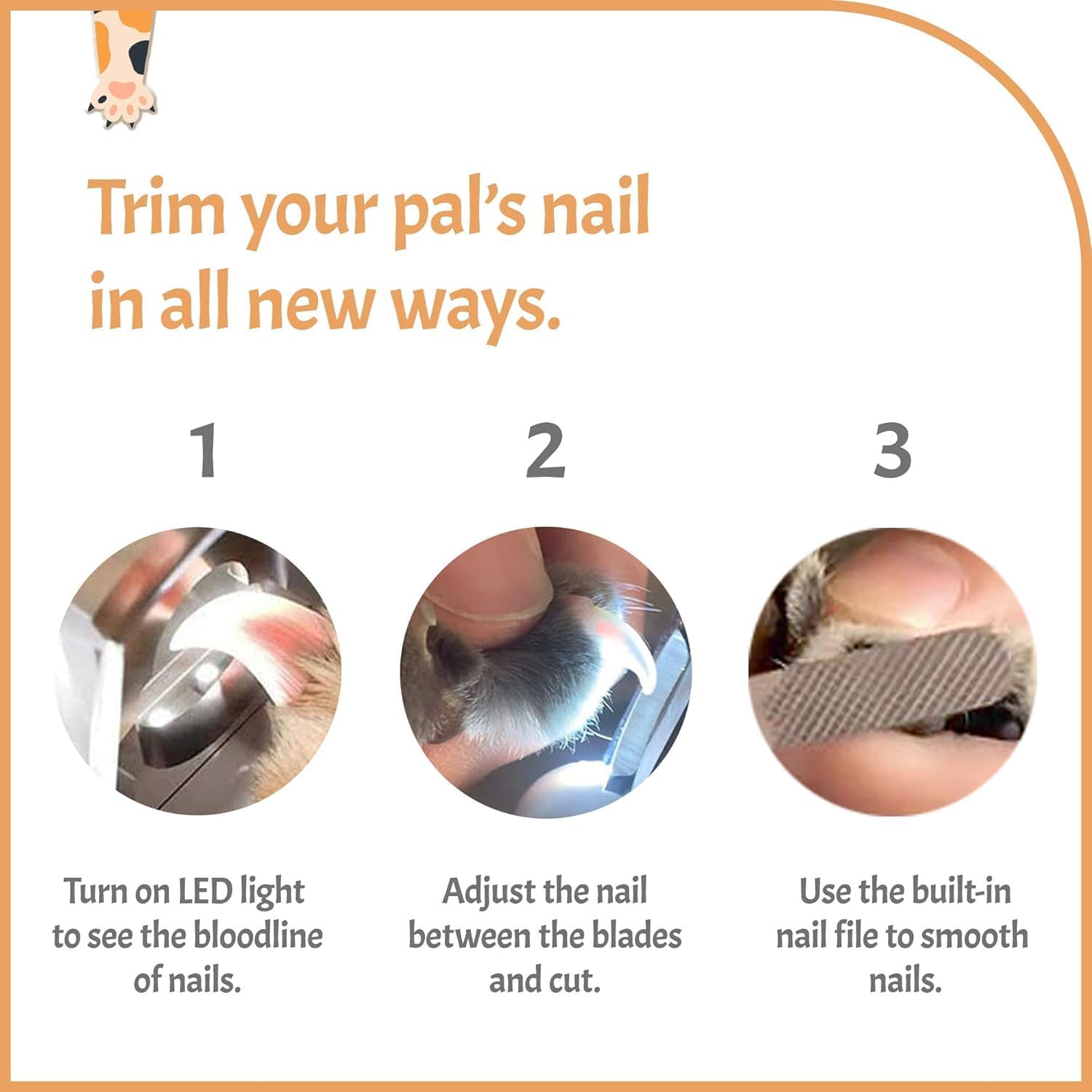 قصافة اظافر الحيوانات الاليفة للكلاب والقطط، ضوء LED مع واقي امان وشفرة حادة من الستانلس ستيل، اداة تشذيب الاظافر الموصى بها من قبل الطبيب البيطري للعناية الامنة في المنزل، تصميم قابل لاعادة الشحن