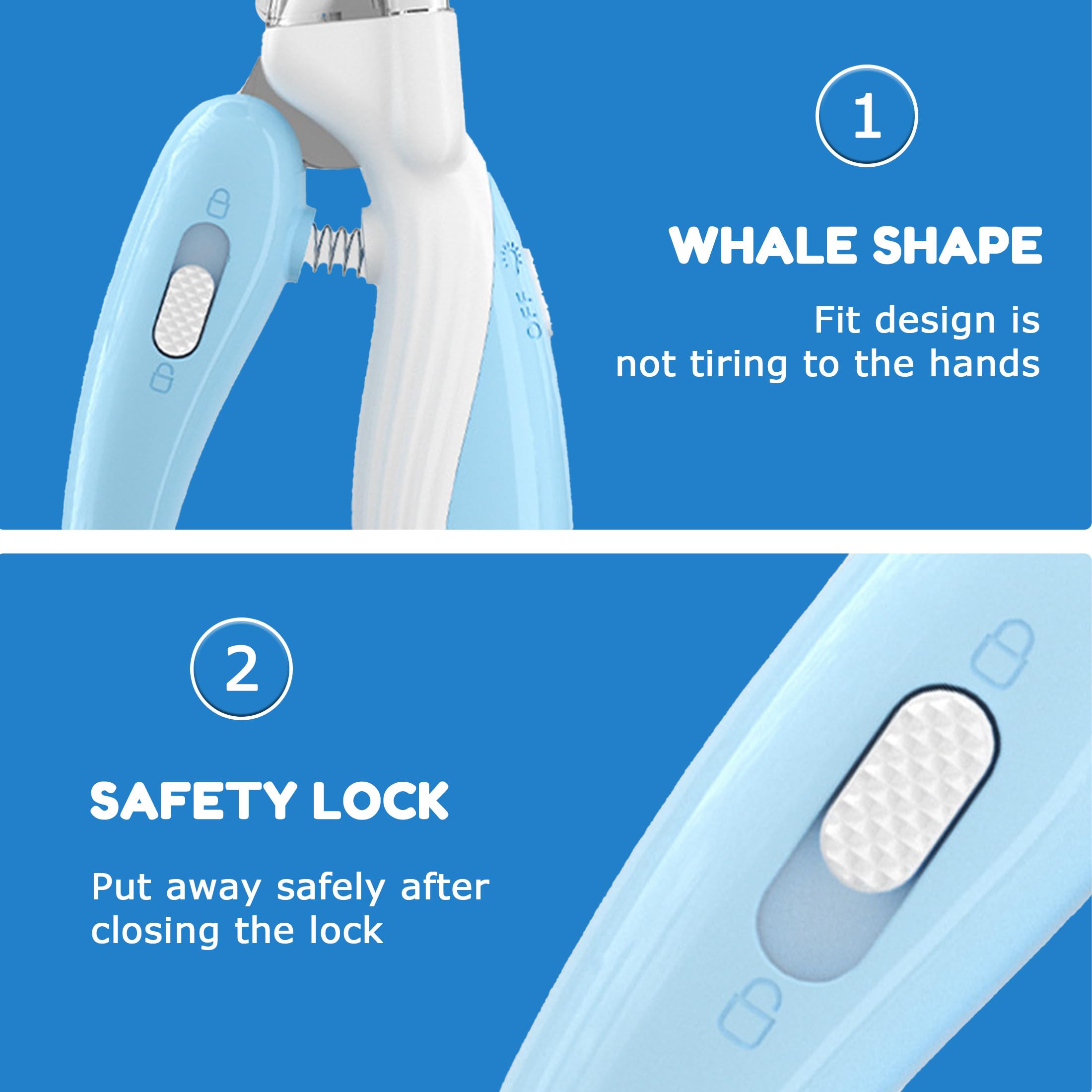 قصافة اظافر الحيوانات الاليفة من اواسيسجالور - قصافة اظافر امنة للكلاب مع ضوء LED وشفرات حادة وعملية، لتشذيب اظافر القطط والطيور والارانب والكلاب الصغيرة (ازرق)