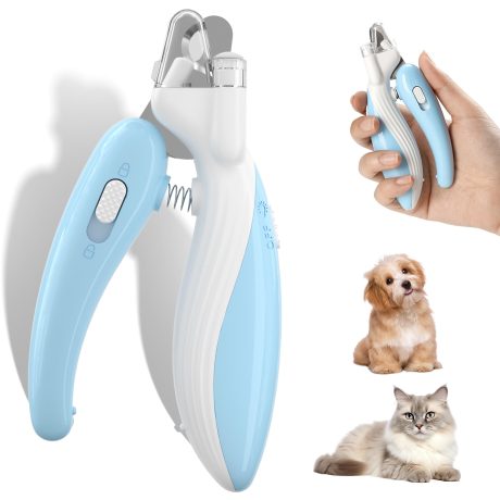 قصافة اظافر الحيوانات الاليفة من اواسيسجالور - قصافة اظافر امنة للكلاب مع ضوء LED وشفرات حادة وعملية، لتشذيب اظافر القطط والطيور والارانب والكلاب الصغيرة (ازرق)