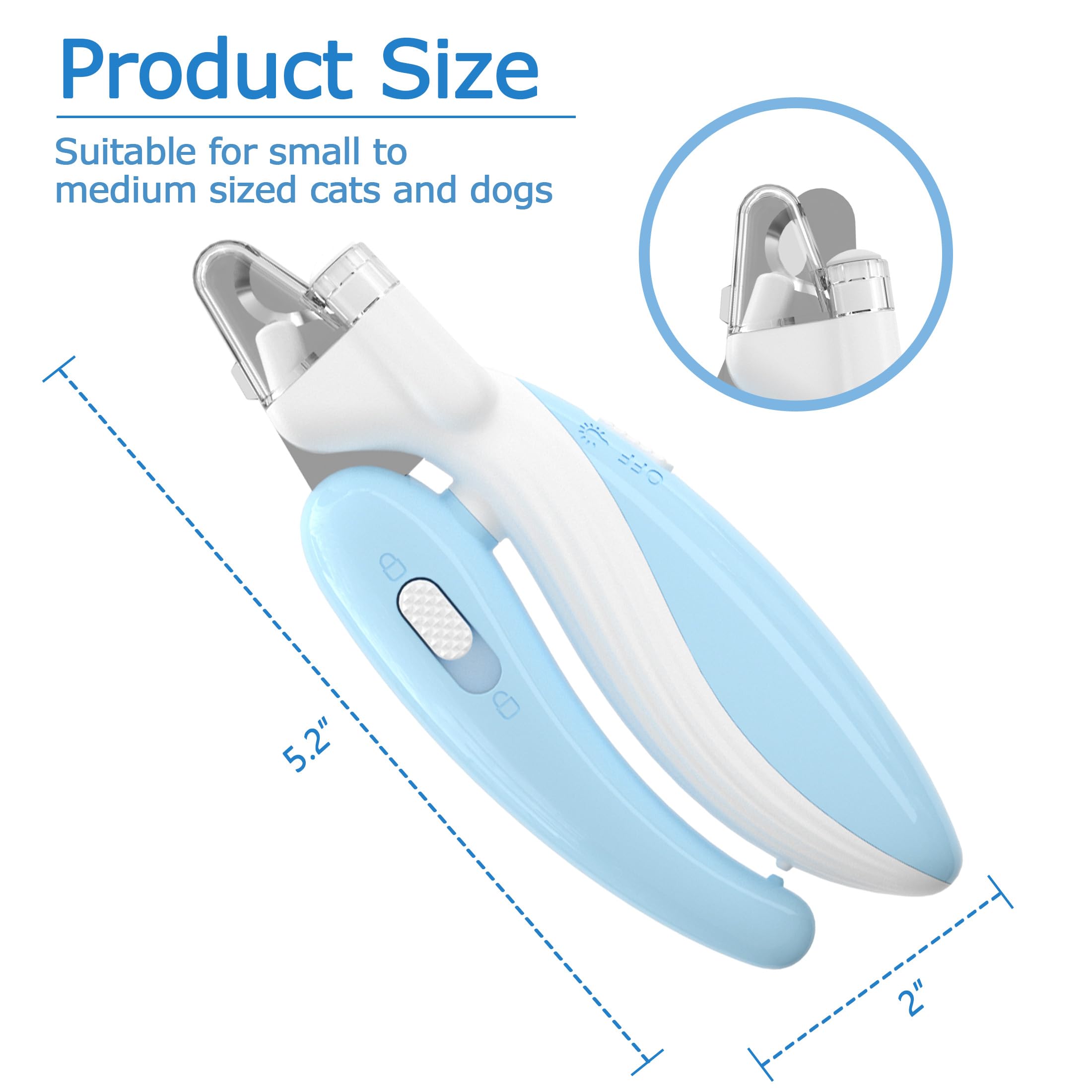 قصافة اظافر الحيوانات الاليفة من اواسيسجالور - قصافة اظافر امنة للكلاب مع ضوء LED وشفرات حادة وعملية، لتشذيب اظافر القطط والطيور والارانب والكلاب الصغيرة (ازرق)