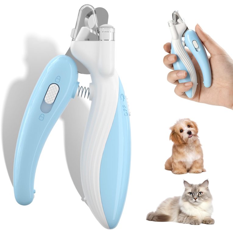 قصافة اظافر الحيوانات الاليفة من اواسيسجالور - قصافة اظافر امنة للكلاب مع ضوء LED وشفرات حادة وعملية، لتشذيب اظافر القطط والطيور والارانب والكلاب الصغيرة (ازرق)