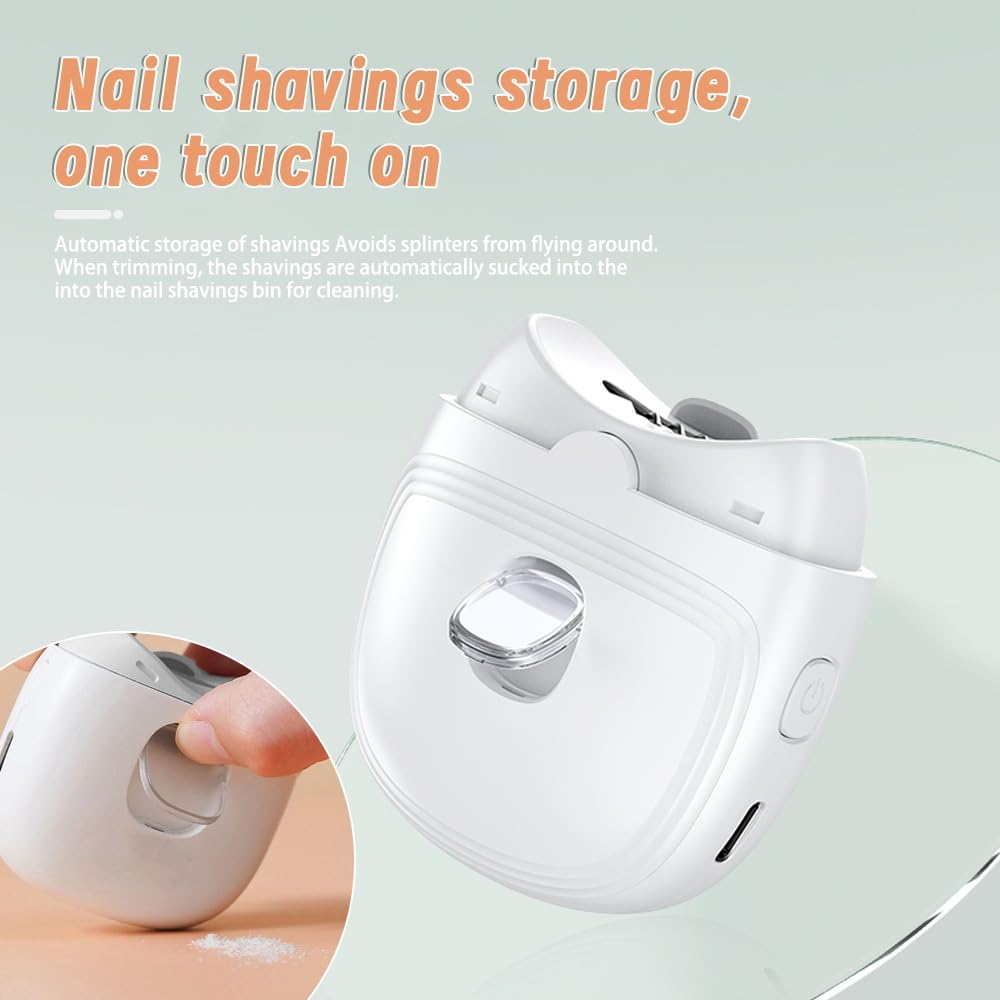 قصافة اظافر كهربائية للاطفال 2 في 1 من كيكوسبرك، ماكينة تشذيب اظافر امنة اوتوماتيكية مع تخزين قصاصات الاظافر للاطفال وكبار السن والكبار، اداة قص اظافر هادئة مع ضوء LED، بطارية طويلة قابلة لاعادة الشحن