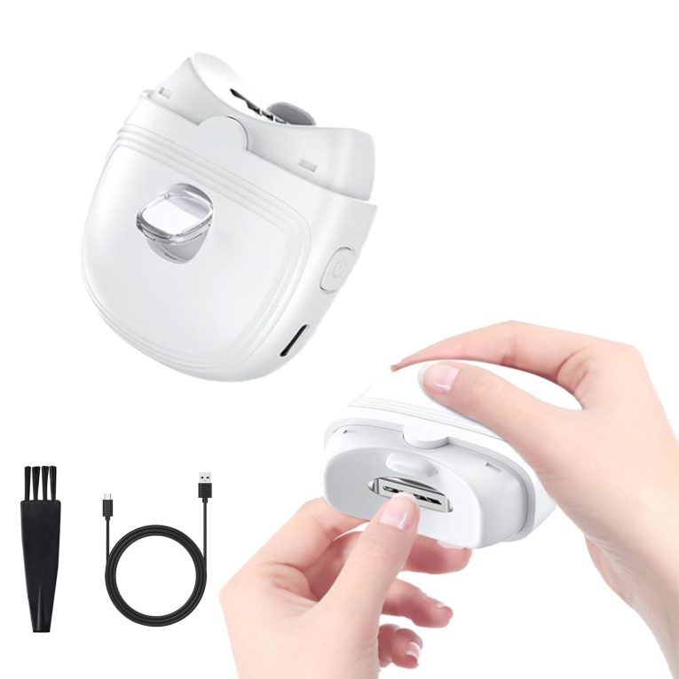 قصافة اظافر كهربائية للاطفال 2 في 1 من كيكوسبرك، ماكينة تشذيب اظافر امنة اوتوماتيكية مع تخزين قصاصات الاظافر للاطفال وكبار السن والكبار، اداة قص اظافر هادئة مع ضوء LED، بطارية طويلة قابلة لاعادة الشحن