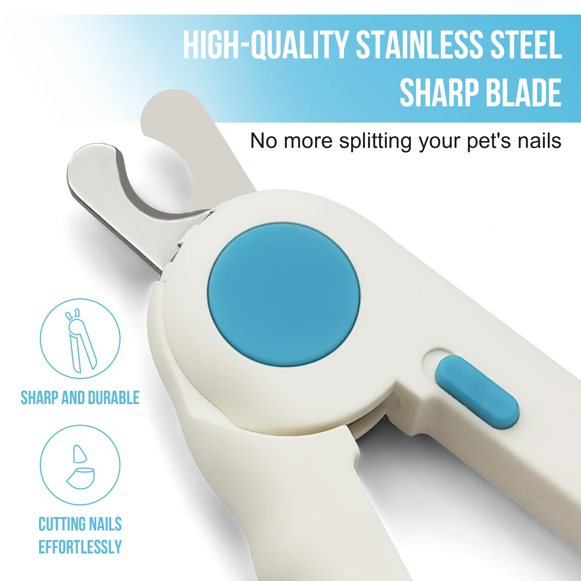 قصافة اظافر للقطط والكلاب باضاءة LED تضيء اظافر القطط والكلاب او خط الدم، مناسبة للكلاب والقطط والارانب والطيور والحيوانات الاليفة الاخرى، شفرة حادة ومتينة، سهلة وامنة (بينك)