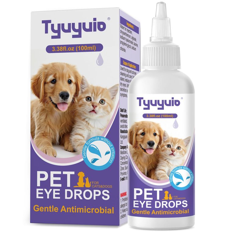 قطرات عين للحيوانات الأليفة للكلاب والقطط لتهدئة تهيج العينين وحساسية العدوى وتخفيف جفاف عيون الكلاب والقطط والعيون الحمراء، منظف بقع دموع الحيوانات الأليفة، تركيبة آمنة ولطيفة لجميع الحيوانات، 1 لتر