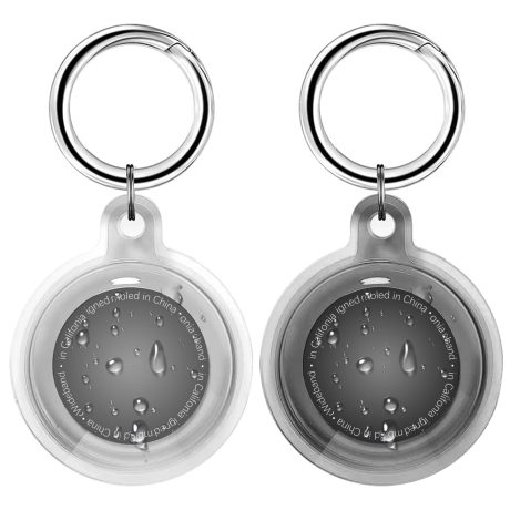 قطعتان من غطاء جهاز التتبع مقاوم للماء مع سلسلة مفاتيح متعقب، مقاوم للغبار والخدوش للكلاب والقطط والحقائب والمفاتيح والامتعة