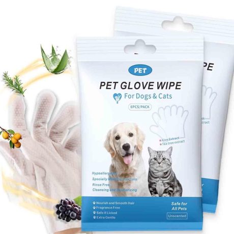 قفازات تنظيف الحيوانات الاليفة وازالة الروائح الكريهة من ازوني، قفازات تنظيف وجه فرو الكلاب والقطط والاذنين والعينين والكفوف، مناديل مبللة للعناية اليومية والسفر، بدون شطف (12 قطعة)