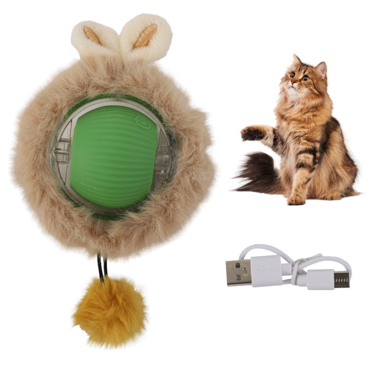 كرات لعبة تفاعلية للقطط في الاماكن المغلقة من كويوكار، كرة سريعة التدحرج على السجاد، العاب قطط اوتوماتيكية تفاعلية ذكية للهدايا في الاماكن المغلقة والمفتوحة، لعبة كلاب متحركة - نمط قطيفة