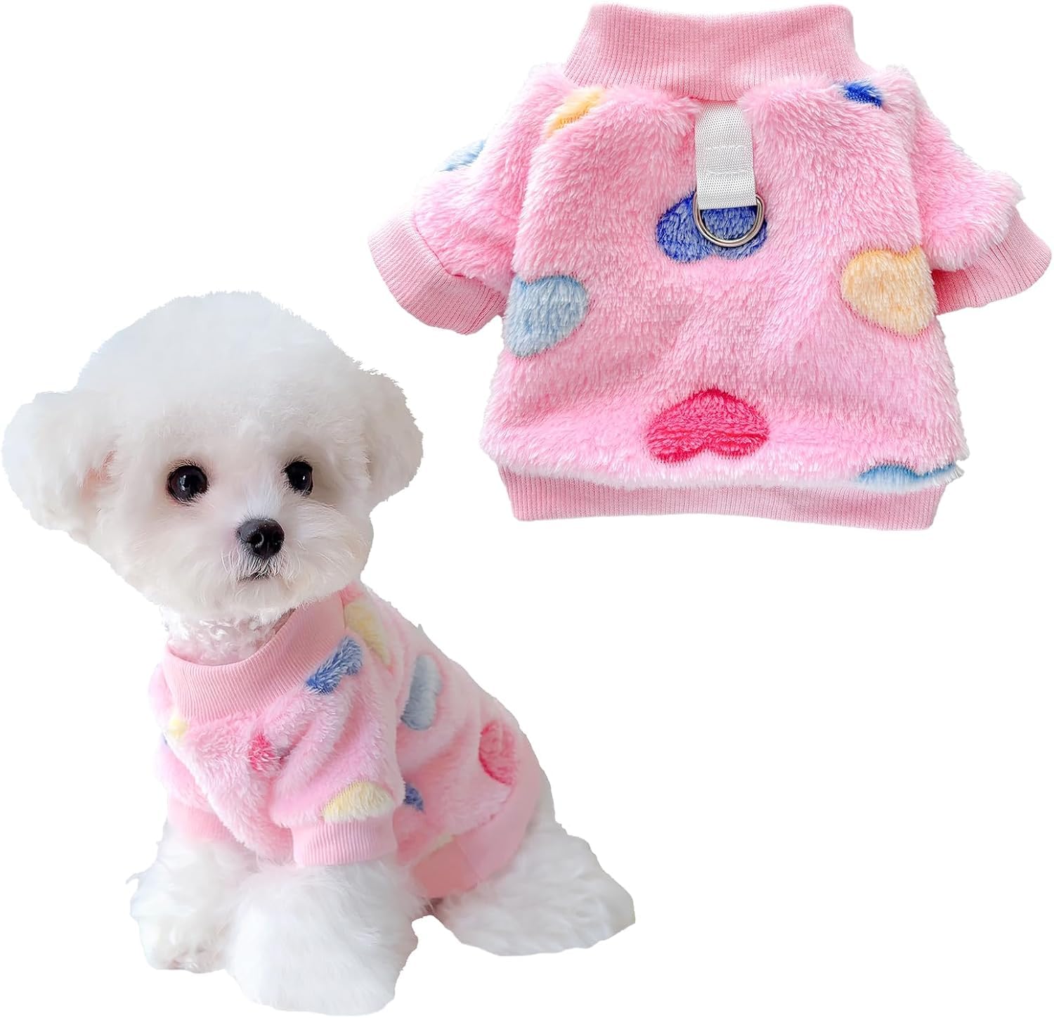 كنزة صوفية للكلاب الصغيرة، ملابس نوم شتوية لطيفة ودافئة، ملابس حيوانات أليفة منقطة، زي صغير للجراء واليوركي والقطط، بيجامة جمبسوت صغيرة بـ 4 أرجل