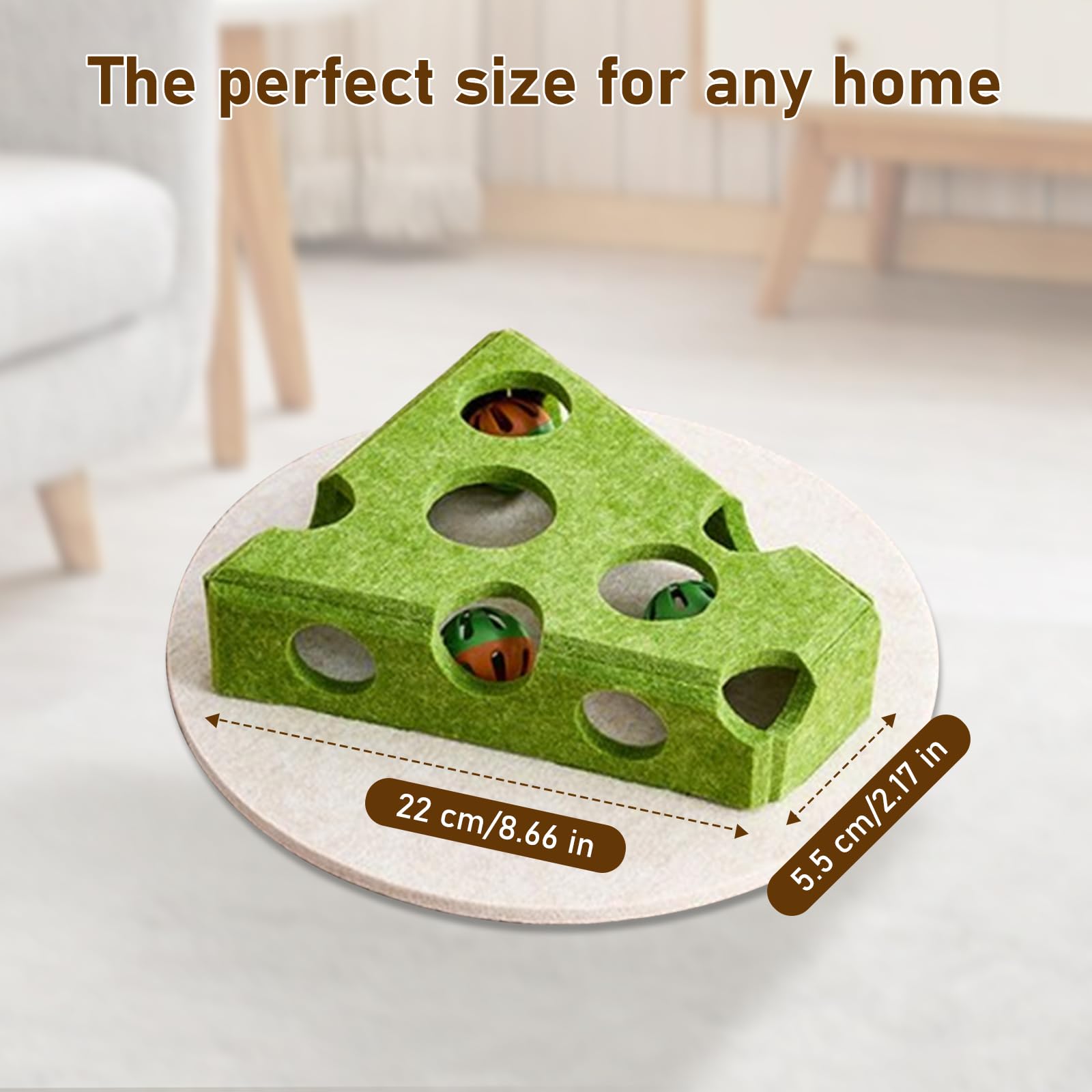 لعبة احجية للقطط، العاب تفاعلية للقطط في الاماكن المغلقة، لعبة كرة كيترن مع صندوق احجية لعبة متاهة من اللباد الناعم - ممتعة ومحفزة للقطط الداخلية - مربعة