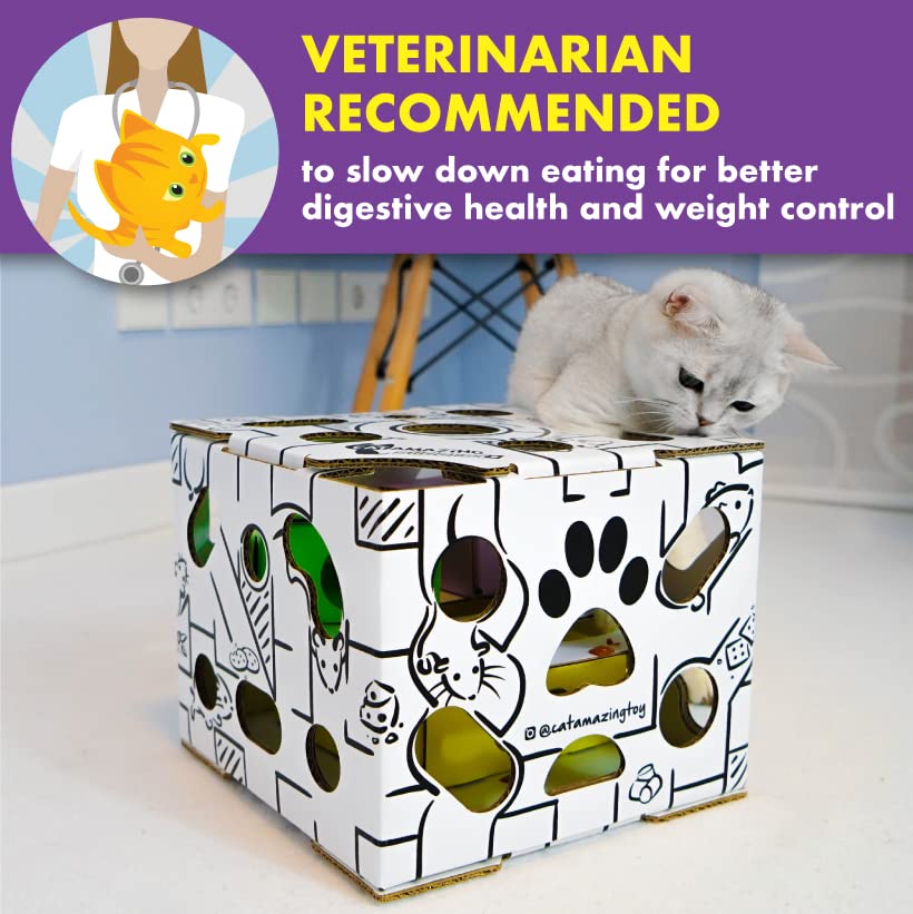 لعبة بازل سلايدرز للقطط المنزلية، متاهة تفاعلية لصندوق الحلوى، وحدة تغذية، أفضل لعبة للقطط على الاطلاق من كات اميزنج