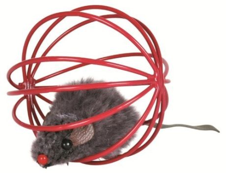 لعبة فأر من المحمل داخل كرة سلكية، 6 سم