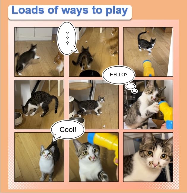 لعبة قاذف كرات زغبية للقطط من 34 قطعة مع 30 كرة بوم و3 كرات ارتداد اضافية، لعبة قاذف كرات القطط، مسدس اطلاق كرات قطيفة تفاعلية للعب الذاتي للقطط في الاماكن المغلقة