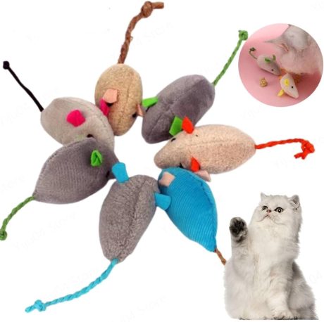 لعبة قطط تفاعلية ناعمة بشكل فأر بنكهة النعناع البري للعب في الأماكن المغلقة، ألعاب فئران محشوة بتصميم واقعي للقطط الصغيرة والمتوسطة، 6 قطع
