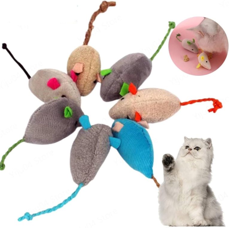 لعبة قطط تفاعلية ناعمة بشكل فأر بنكهة النعناع البري للعب في الأماكن المغلقة، ألعاب فئران محشوة بتصميم واقعي للقطط الصغيرة والمتوسطة، 6 قطع
