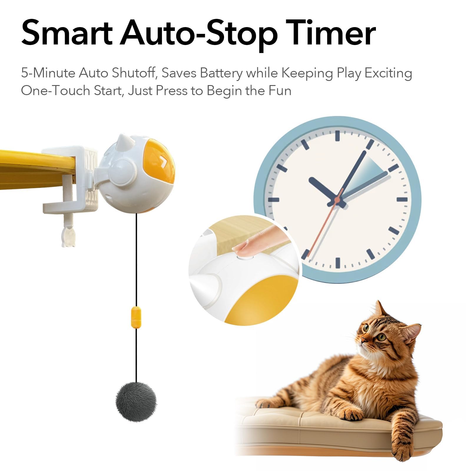 لعبة قطط ذاتية الحركة مع كرة منفوشة، حركة عشوائية تلقائية للقطط الداخلية، لا حاجة للتركيب، تعمل بالبطارية (تتطلب 2 ايه ايه ايه)