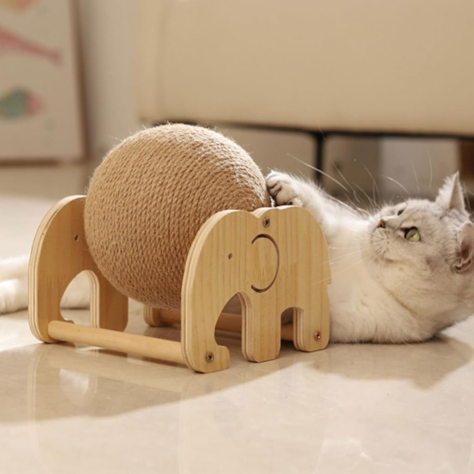 لعبة كرة خدش للقطط، لعبة كرة خدش للقطط من السيزال متينة للتمرين التفاعلي للقطط والهررة والكلاب والجراء واللعب المرح لحماية الأثاث