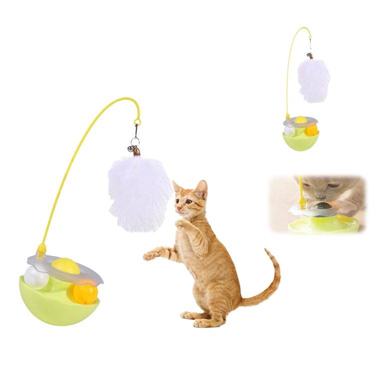 لعبة كرة متمايلة مع جرس وريش ونعناع بري، لعبة تتبع الكرة التفاعلية 4 في 1 للأماكن الداخلية، آمنة وممتعة للقطط الكبيرة والصغيرة