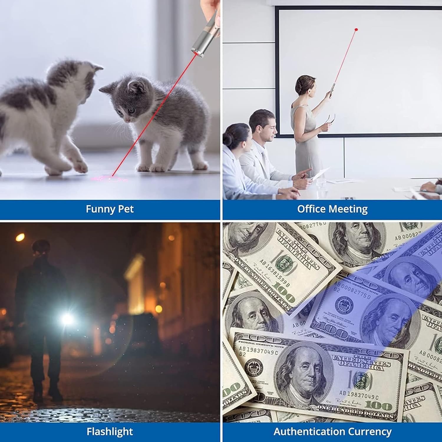 مؤشر ليزر لعبة للقطط: ألعاب تفاعلية للقطط والكلاب قابلة لإعادة الشحن بإضاءة بـ2 لون و5 أنماط، للعب والتمرين للقطط والكلاب، لعبة مطاردة للحيوانات الأليفة، هدية لمحبي القطط (فضي + ذهبي)