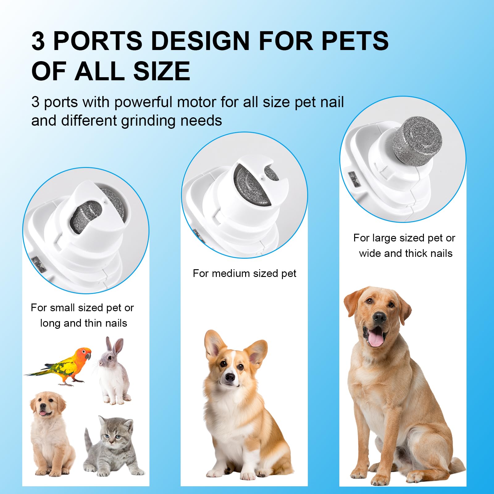 ماكينة تشذيب أظافر القطط والكلاب، قصافة أظافر كهربائية قابلة لإعادة الشحن مع 2 مخالب بإضاءة LED للكلاب والقطط من اس زد ام دي ال اكس