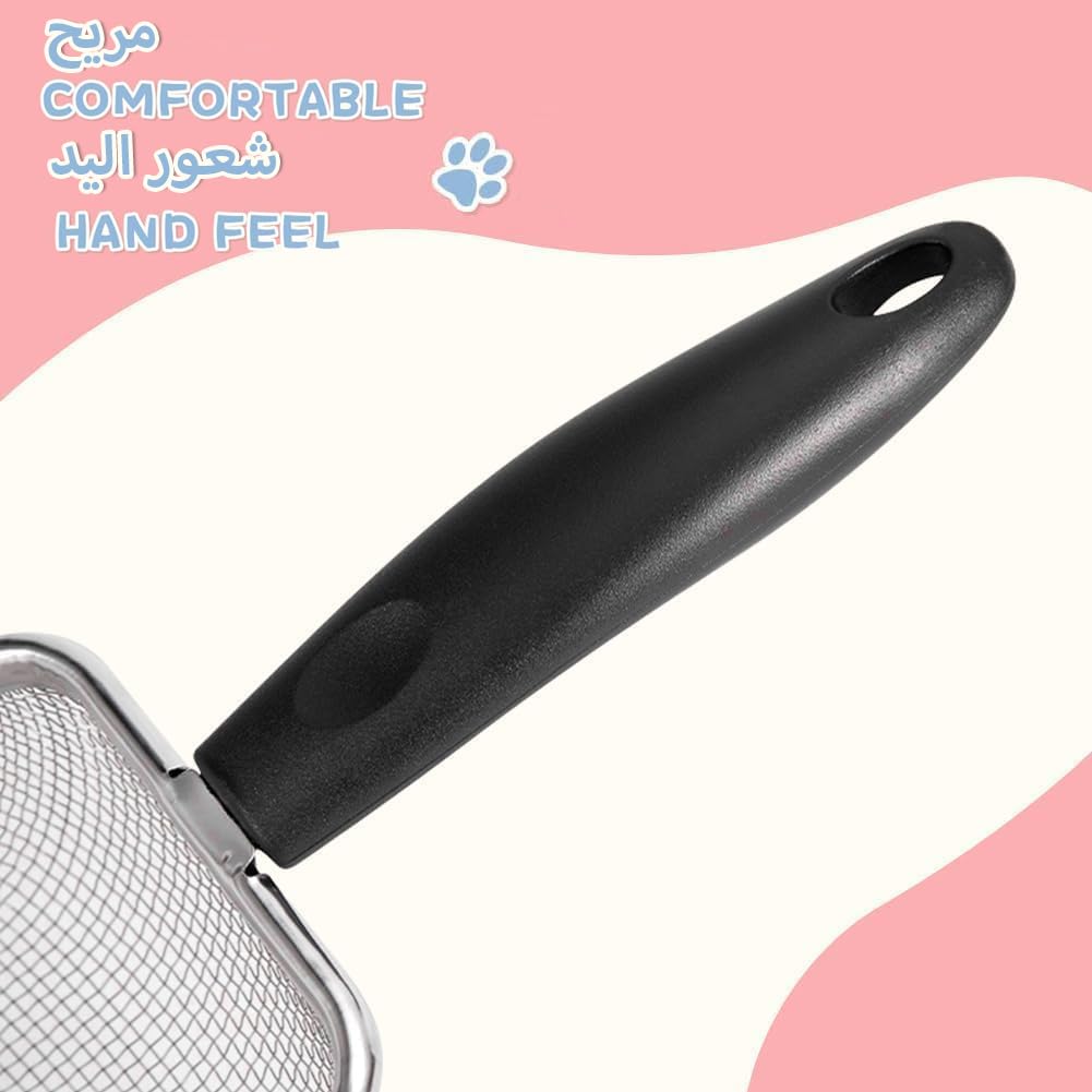 مجرفة فضلات القطط من اواسيسجالور زاوية قوية لتنظيف شبكية الستانلس ستيل سهلة التنظيف لرمال الزواحف الشاطئ اسود