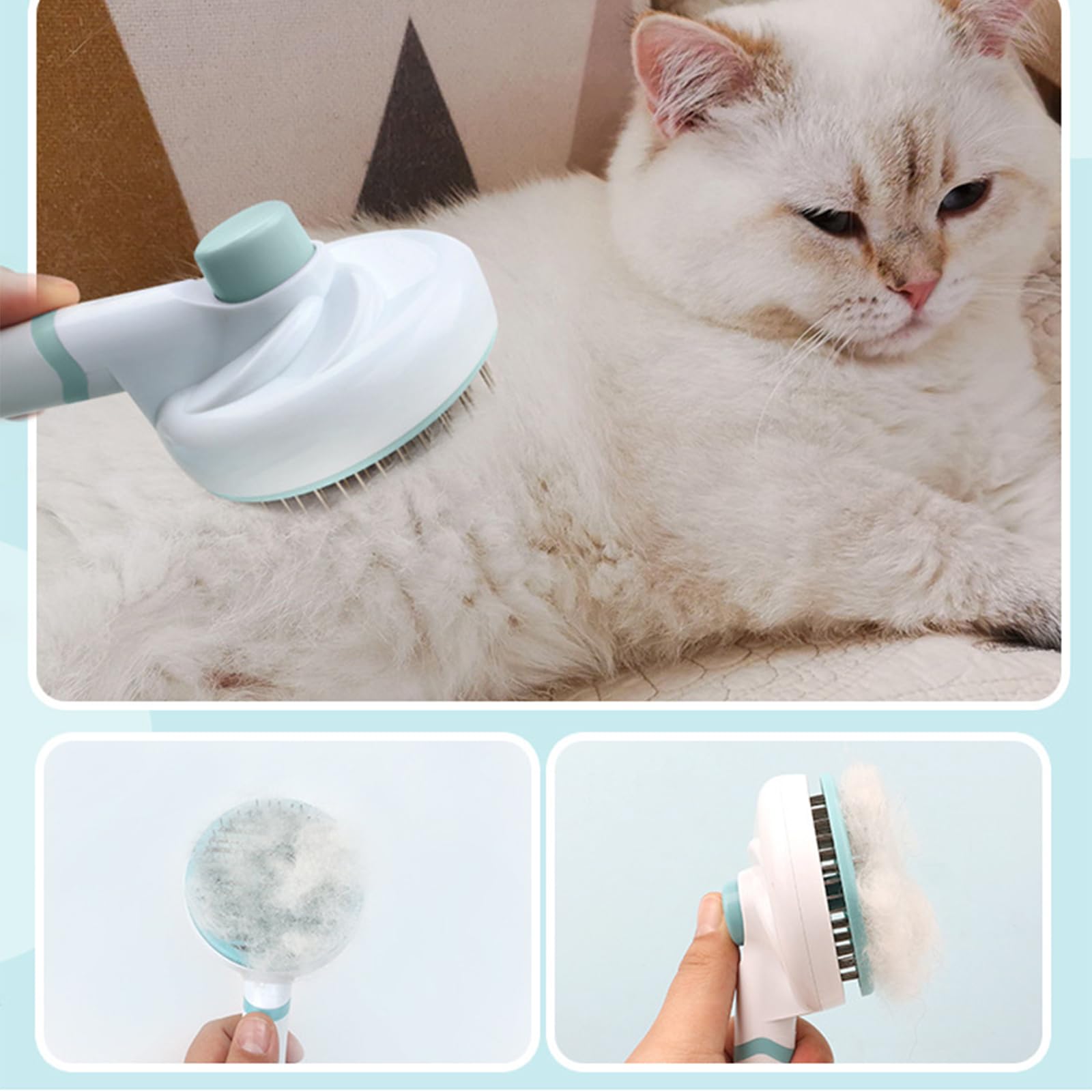 مجموعة العناية بالحيوانات الاليفة، فرشاة ذاتية التنظيف للكلاب والقطط بشعيرات منحنية 135 درجة وقصافة اظافر امنة مع واقي، للشعر الطويل والقصير