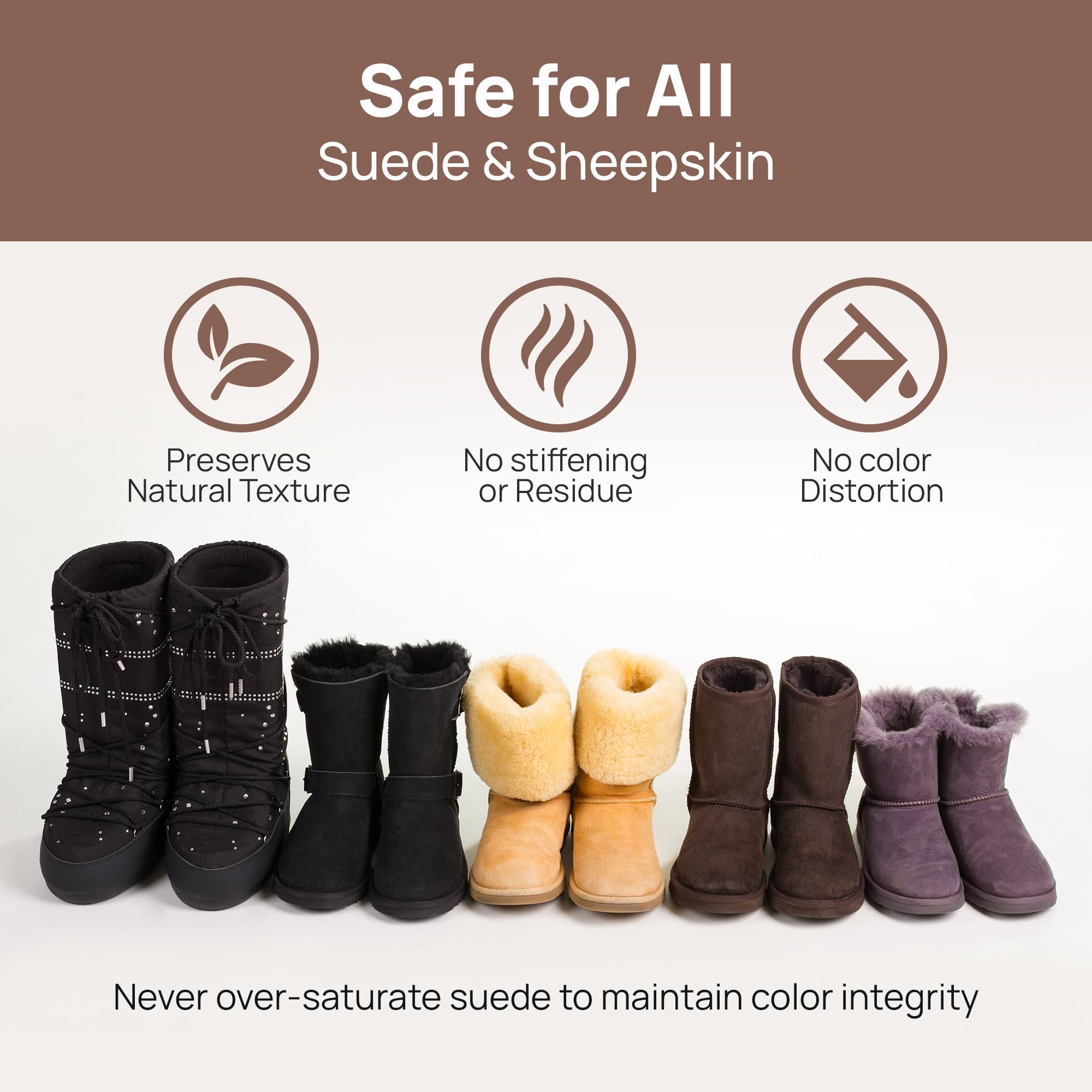 مجموعة تنظيف جلد الغنم والشامواه متوافقة مع احذية يو جي جي - منظف وبلسم لطيف وبخاخ واقي ومزيل للروائح وممحاة قيلولة بقع الجلد السويدي، مجموعة فرش مزدوجة - لاحذية يو جي جي والبوت