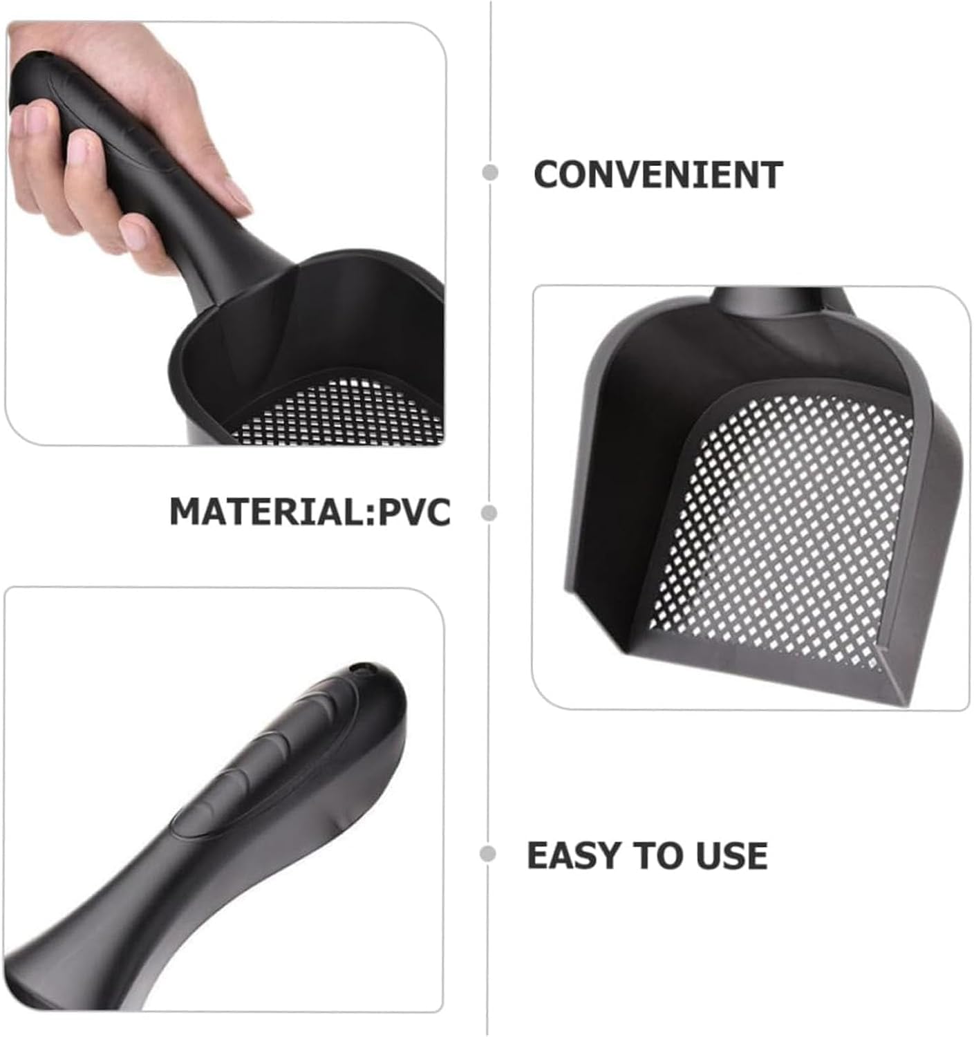 مغرفة فضلات القطط الكبيرة غير اللاصقة بتصميم مجرفة عميقة، منظف صندوق فضلات قوي مع فتحات صغيرة لغربلة فعالة، مثالية لمالكي القطط من ابوتو