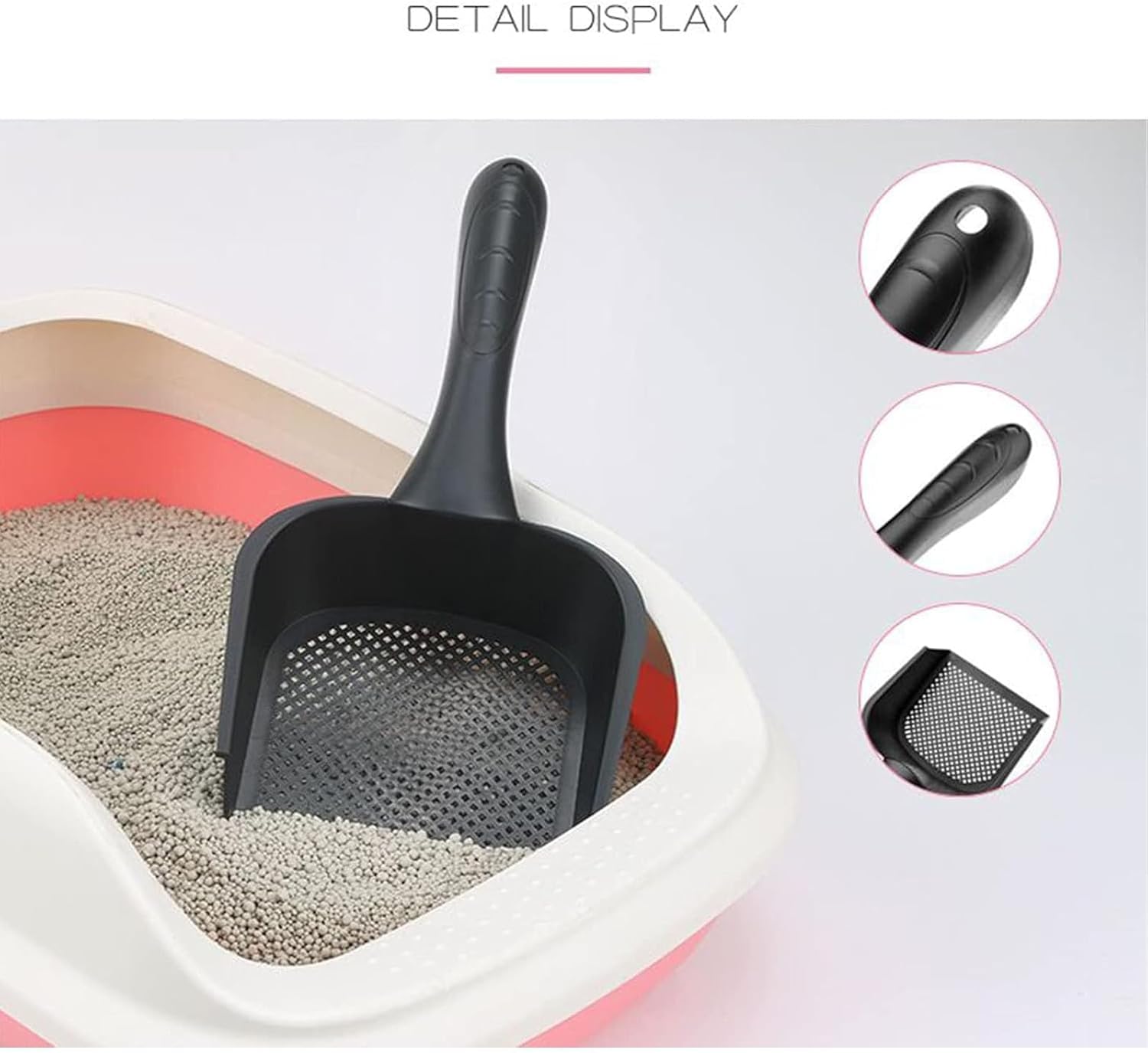 مغرفة فضلات القطط الكبيرة غير اللاصقة بتصميم مجرفة عميقة، منظف صندوق فضلات قوي مع فتحات صغيرة لغربلة فعالة، مثالية لمالكي القطط من ابوتو