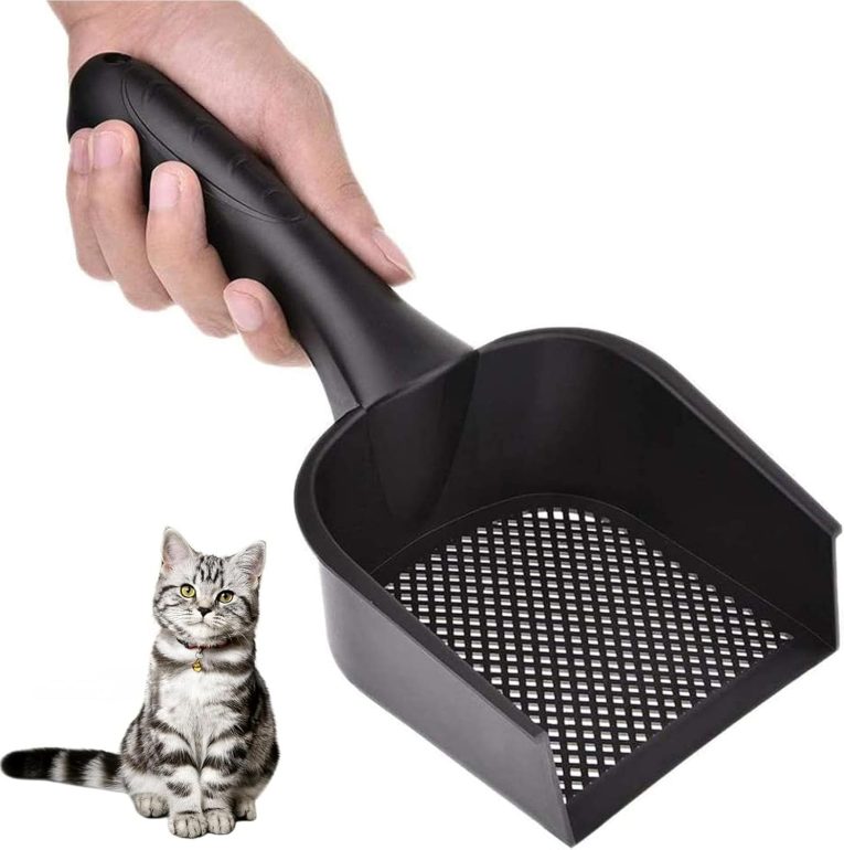 مغرفة فضلات القطط الكبيرة غير اللاصقة بتصميم مجرفة عميقة، منظف صندوق فضلات قوي مع فتحات صغيرة لغربلة فعالة، مثالية لمالكي القطط من ابوتو