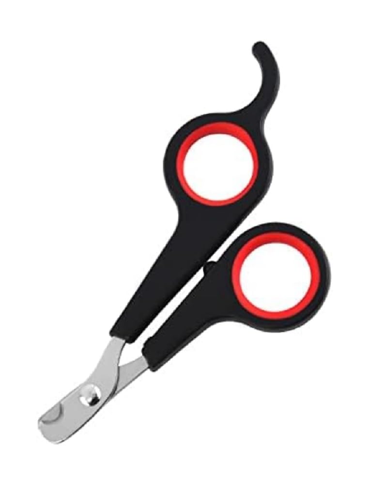 مقص اظافر للحيوانات الاليفة من قطعة واحدة، مقص للعناية بمخالب الكلاب والقطط، من الستانلس ستيل - للحيوانات الاليفة الصغيرة والمتوسطة، اسود واحمر