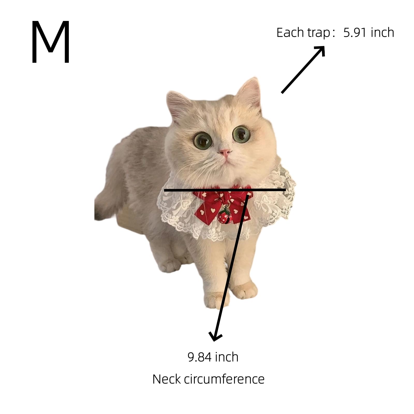 ملابس دانتيل رائعة للقطط مع فيونكة على شكل قلب أحمر للحيوانات الأليفة مصممة للقطط الأنيقة