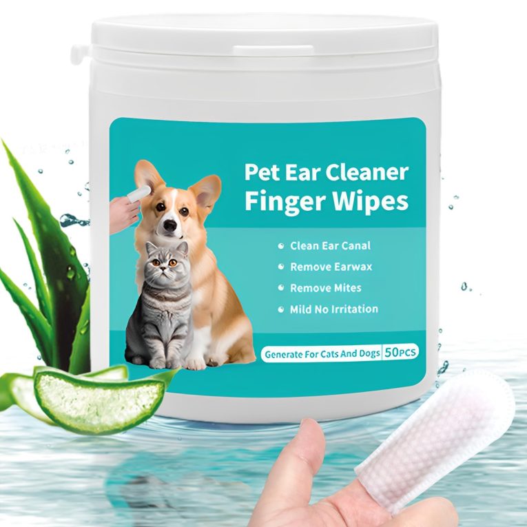 مناديل مبللة للاذن للكلاب، 50 قطعة من مناديل تنظيف اذن الحيوانات الاليفة القابلة للتحلل البيولوجي، مناديل لطيفة لتنظيف الاذن للكلاب والقطط لازالة الشمع والروائح الكريهة من جويز