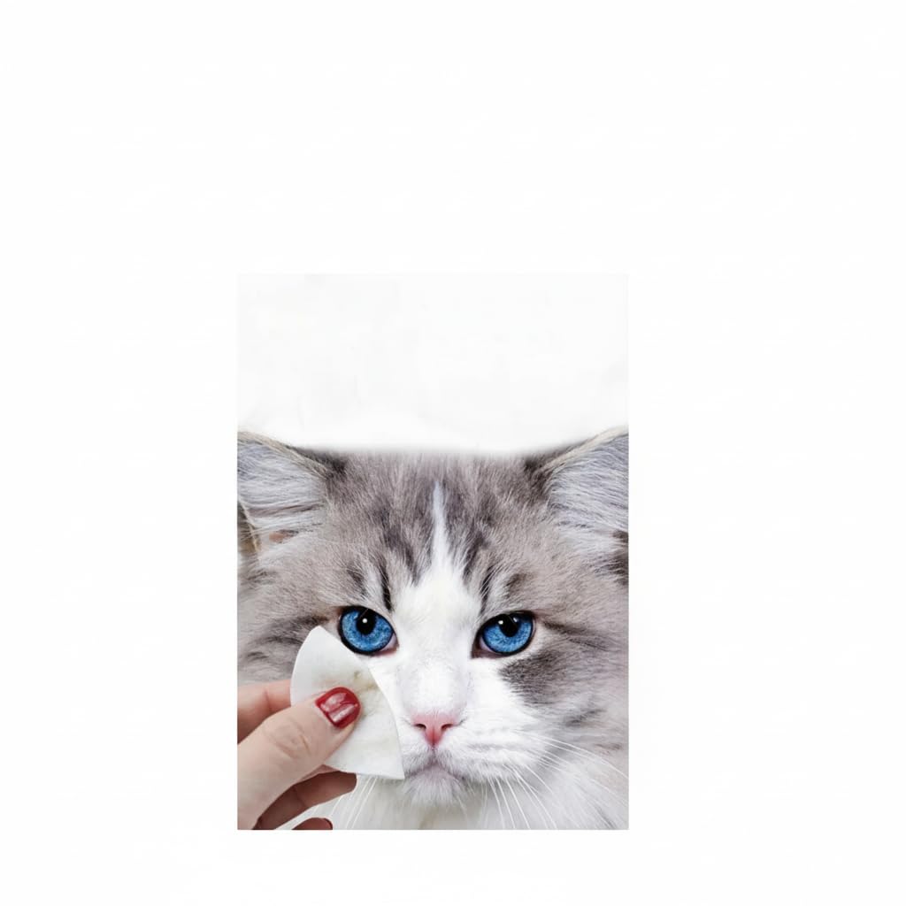 مناديل مبللة للحيوانات الاليفة للقطط والكلاب، مناديل غير معطرة للعناية بالعيون والكفوف والاذنين والانف وازالة بقع الدموع، 60 منديل