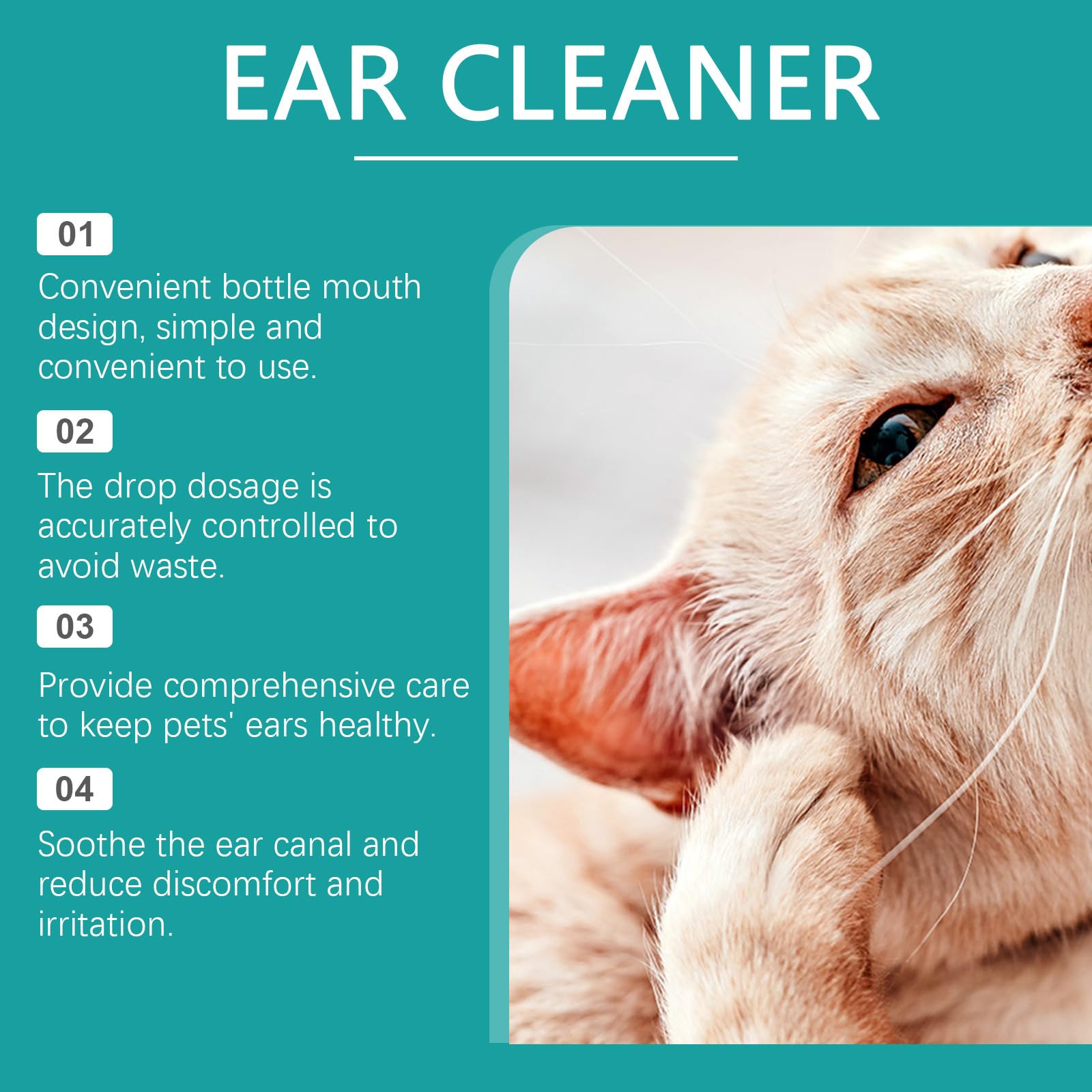 منظف اذن للكلاب والقطط، يخفف بسرعة من العدوى والحكة والروائح الكريهة، يزيل البقايا والشمع بامان، مستلزمات تنظيف طبيعية لطيفة للقطط والكلاب، من نالاكال