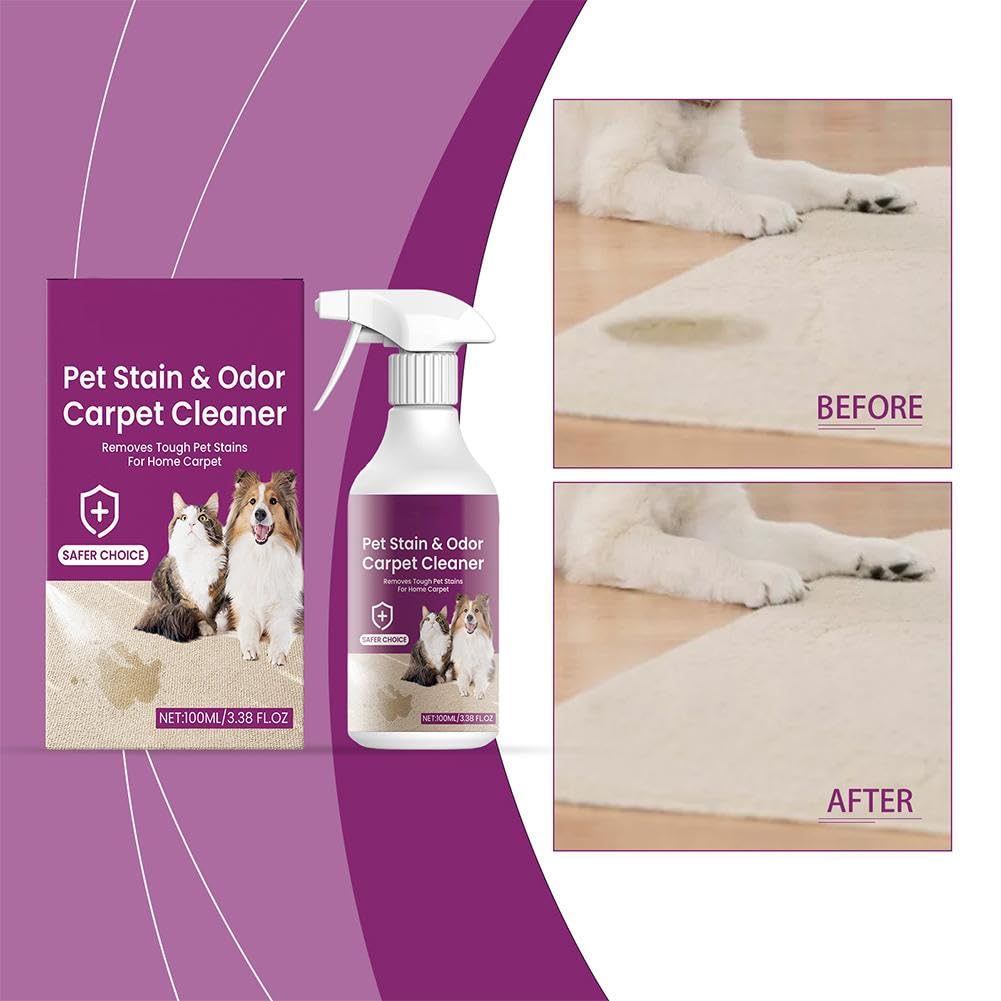 منظف السجاد من ازوني، منظف مركز للحيوانات الاليفة، مزيل روائح وبقع الحيوانات الاليفة للسجاد والسجاد وكراسي الطعام وجميع الاقمشة (100 مل)