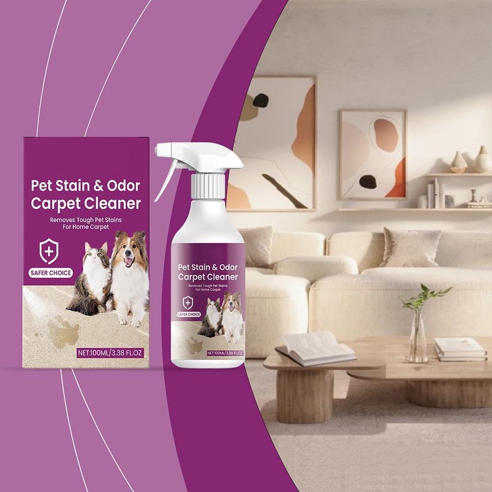 منظف السجاد من ازوني، منظف مركز للحيوانات الاليفة، مزيل روائح وبقع الحيوانات الاليفة للسجاد والسجاد وكراسي الطعام وجميع الاقمشة (100 مل)