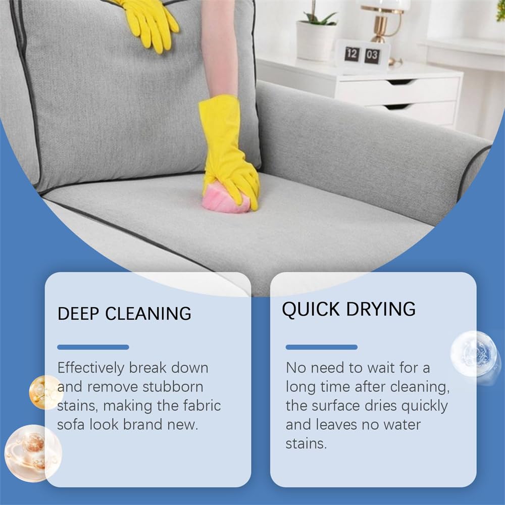 منظف رغوي جاف بدون غسل، منظف اريكة قماش من ازوني، مزيل البقع الجافة للملابس، بخاخ متعدد الاغراض لازالة البقع والحبر والزيوت للملابس القماشية، 33 مل