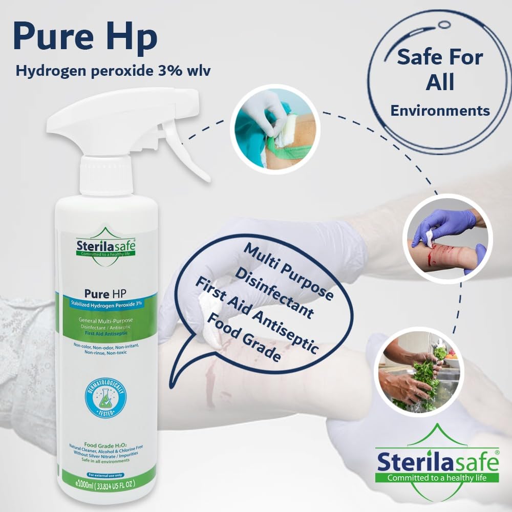 منظف طبيعي بيور اتش بي آمن على المواد الغذائية بيروكسيد الهيدروجين 3% H2O2 مطهر دون مواد كيميائية بخاخ للإسعافات الأولية 250 مل