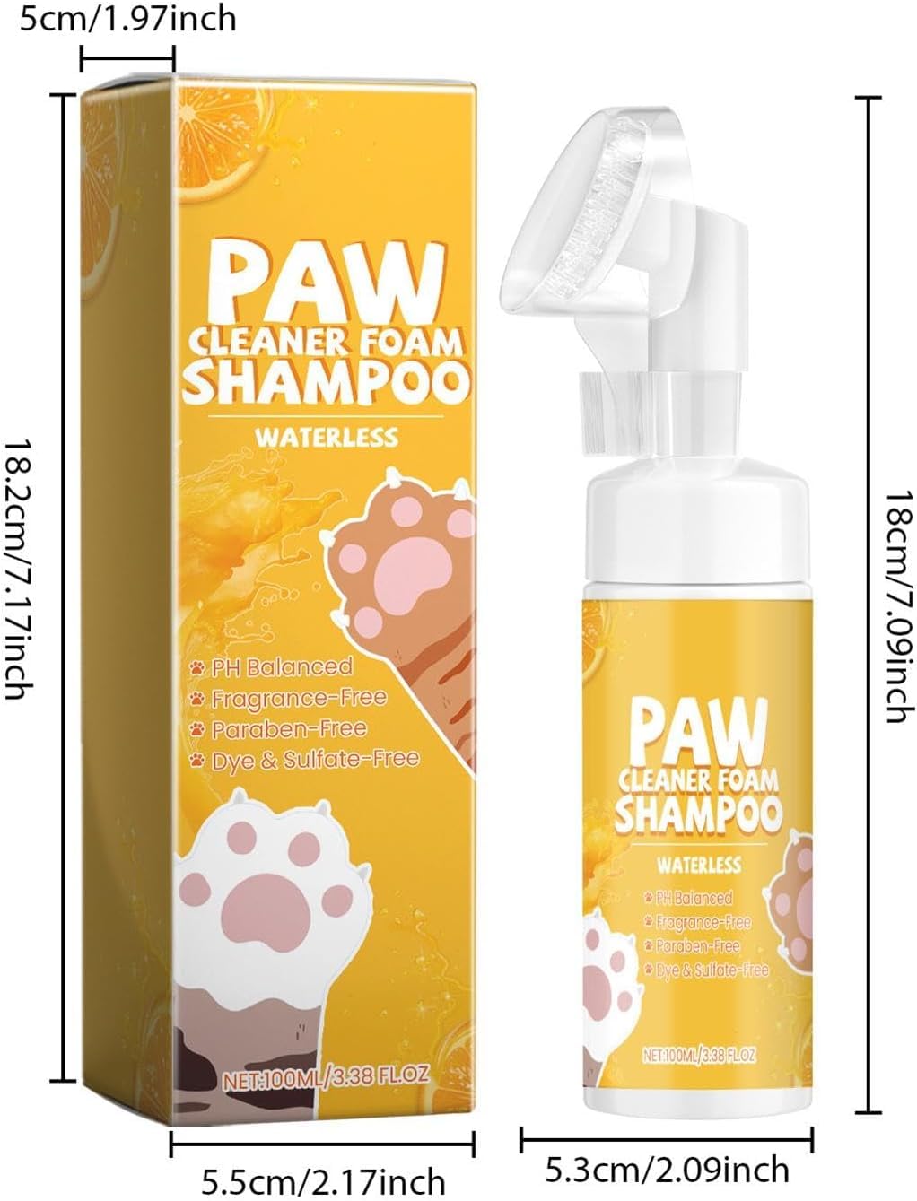 منظف مخالب الكلاب، شامبو رغوي بدون ماء مع فرشاة تنظيف مخالب مدمجة للتحكم في الروائح الكريهة، فرشاة تنظيف القدم للكلاب والقطط، 100 مل للعناية بمخالب الحيوانات الاليفة