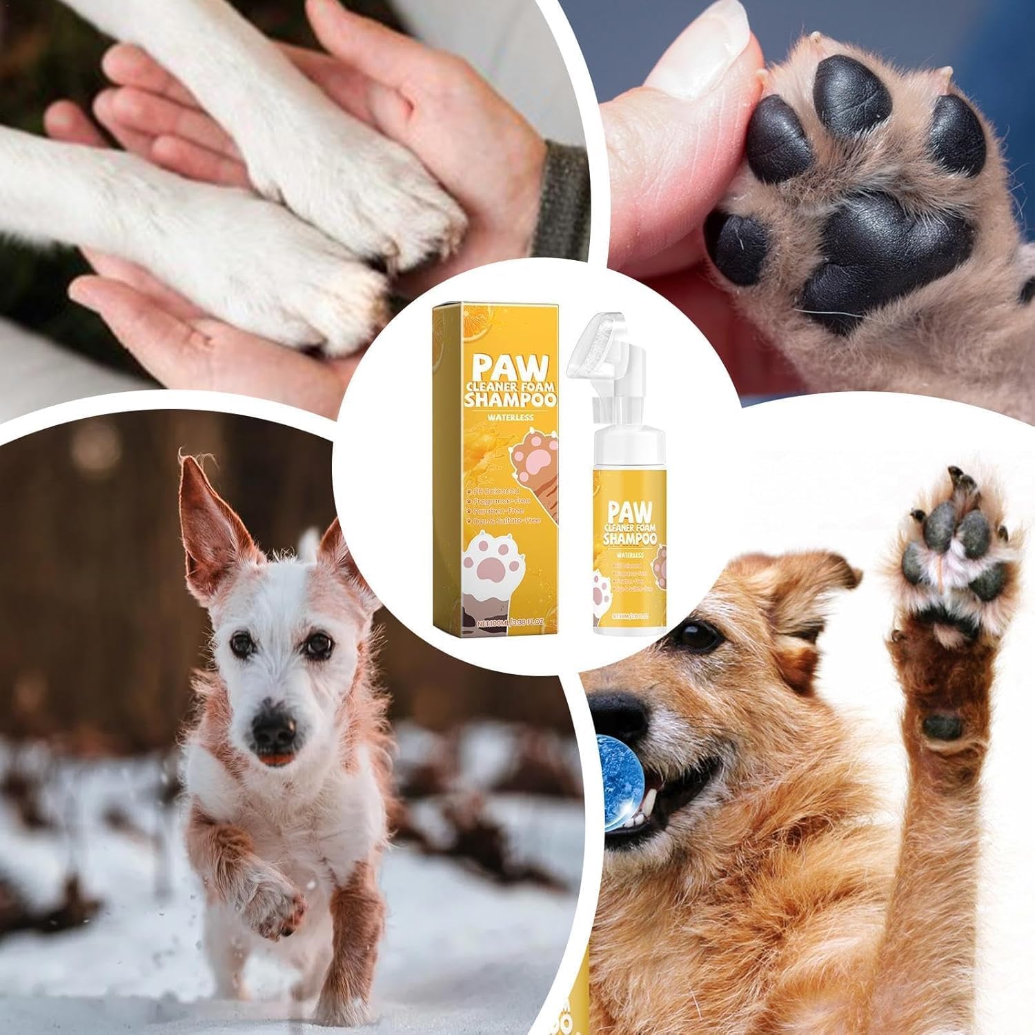 منظف مخالب الكلاب، شامبو رغوي بدون ماء مع فرشاة تنظيف مخالب مدمجة للتحكم في الروائح الكريهة، فرشاة تنظيف القدم للكلاب والقطط، 100 مل للعناية بمخالب الحيوانات الاليفة