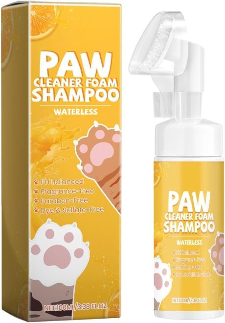 منظف مخالب الكلاب، شامبو رغوي بدون ماء مع فرشاة تنظيف مخالب مدمجة للتحكم في الروائح الكريهة، فرشاة تنظيف القدم للكلاب والقطط، 100 مل للعناية بمخالب الحيوانات الاليفة