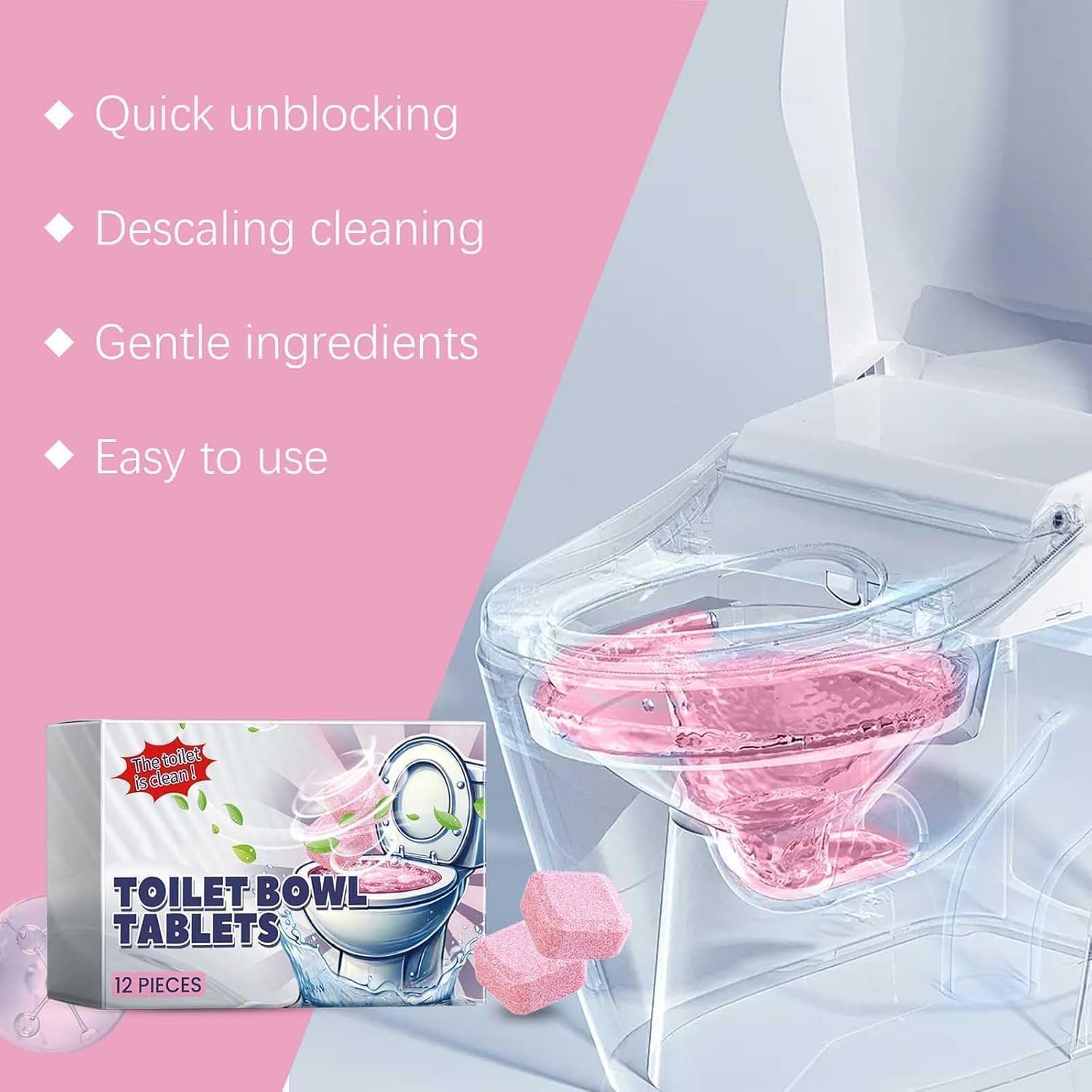 منظف وعاء المرحاض من ابوتو، عبوة من 12 قرص مبيض للتنظيف العميق وإزالة الترسبات، منظف وعاء المرحاض الاوتوماتيكي بتركيبة مزيل للروائح، فعال ضد البقع الصعبة والرواسب الكلسية