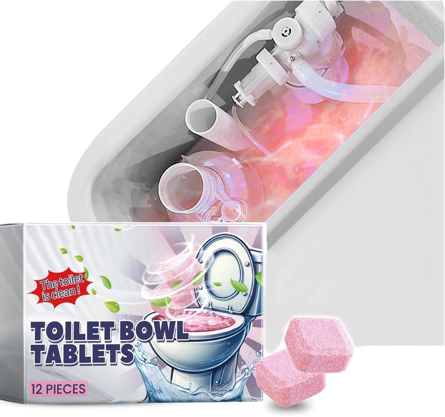 منظف وعاء المرحاض من ابوتو، عبوة من 12 قرص مبيض للتنظيف العميق وإزالة الترسبات، منظف وعاء المرحاض الاوتوماتيكي بتركيبة مزيل للروائح، فعال ضد البقع الصعبة والرواسب الكلسية