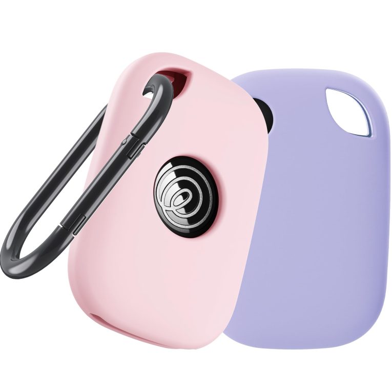 واي دبليو اكس تي دبليو [عبوتان] حافظة سيليكون لحامل جهاز التتبع تايل برو 2024 مع سلسلة مفاتيح، غطاء حماية امن وناعم مضاد للضياع للمفاتيح والحقائب واطواق القطط والكلاب (اسود واسود)