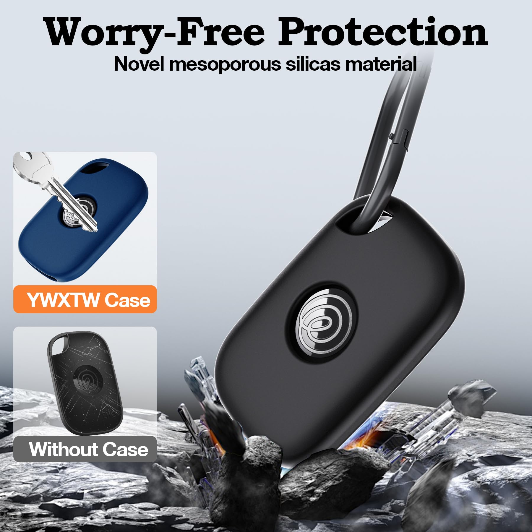 واي دبليو اكس تي دبليو [عبوتان] حافظة سيليكون لحامل جهاز التتبع تايل برو 2024 مع سلسلة مفاتيح، غطاء حماية امن وناعم مضاد للضياع للمفاتيح والحقائب واطواق القطط والكلاب (زهري + بنفسجي فاتح)