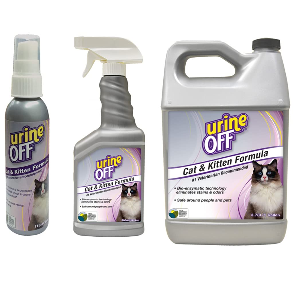 يورين اوف™ مزيل الروائح والبقع للقطط/القطط الصغيرة 500 مل، يزيل رائحة البول والبقع بشكل دائم، تركيبة الانزيم تدمر البكتيريا المسببة للرائحة للتخلص من تلك الروائح غير المرغوب فيها
