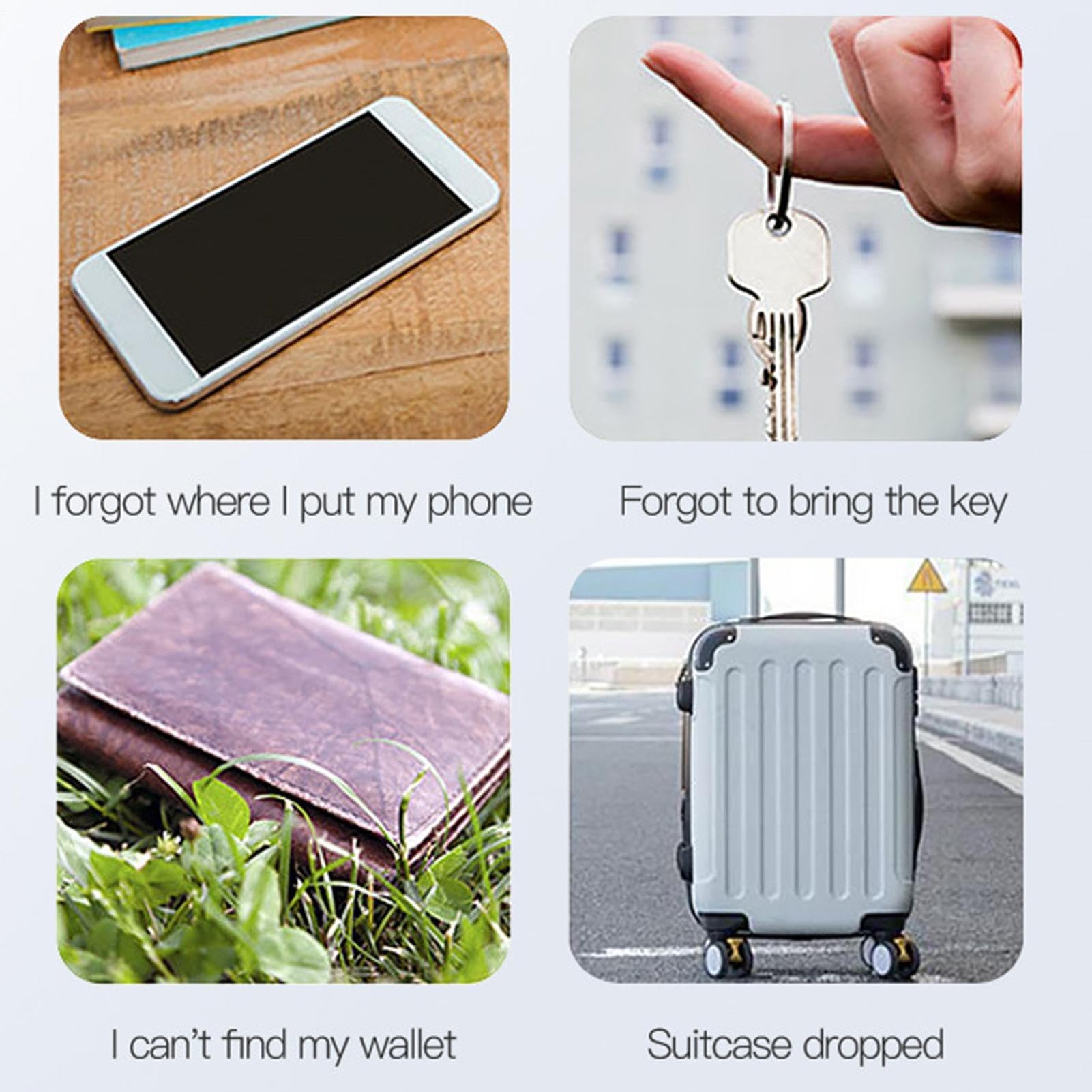 Round Bluetoo-th Anti-Lost Device, Portable Wireless Pet Anti-Lost Device, Two-way Alarm Reminder, Mobile Tracking Locator, for Find Your Dog Cat, Keys Wallet Item (White)