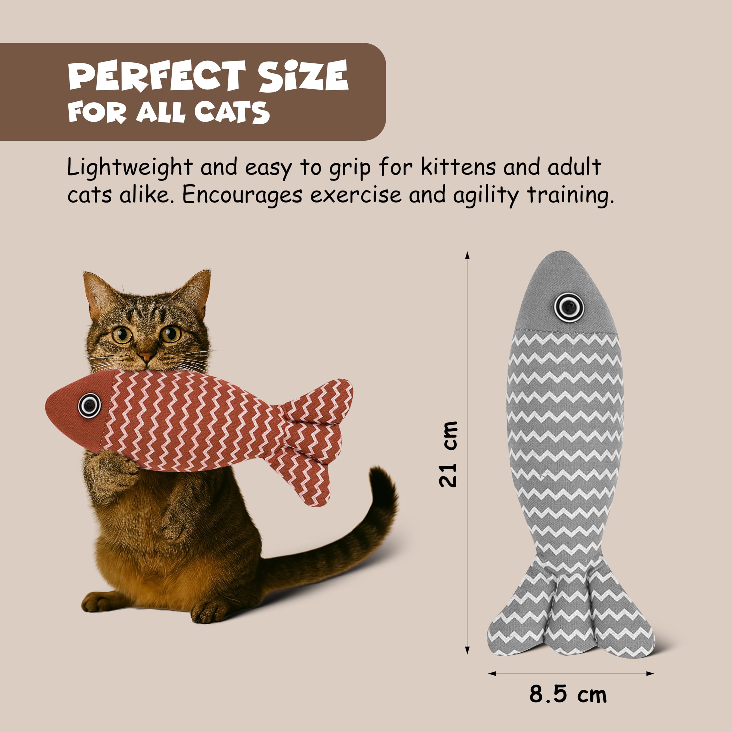 ألعاب حيوانات أليفة للقطط من فانفي | صوت مخصص للنعناع البري، ناعمة ومتينة، وسائد تفاعلية للقطط في الأماكن المغلقة | لعبة تسنين الحيوانات الأليفة والمضغ واللعب، 3 قطع على شكل سمكة