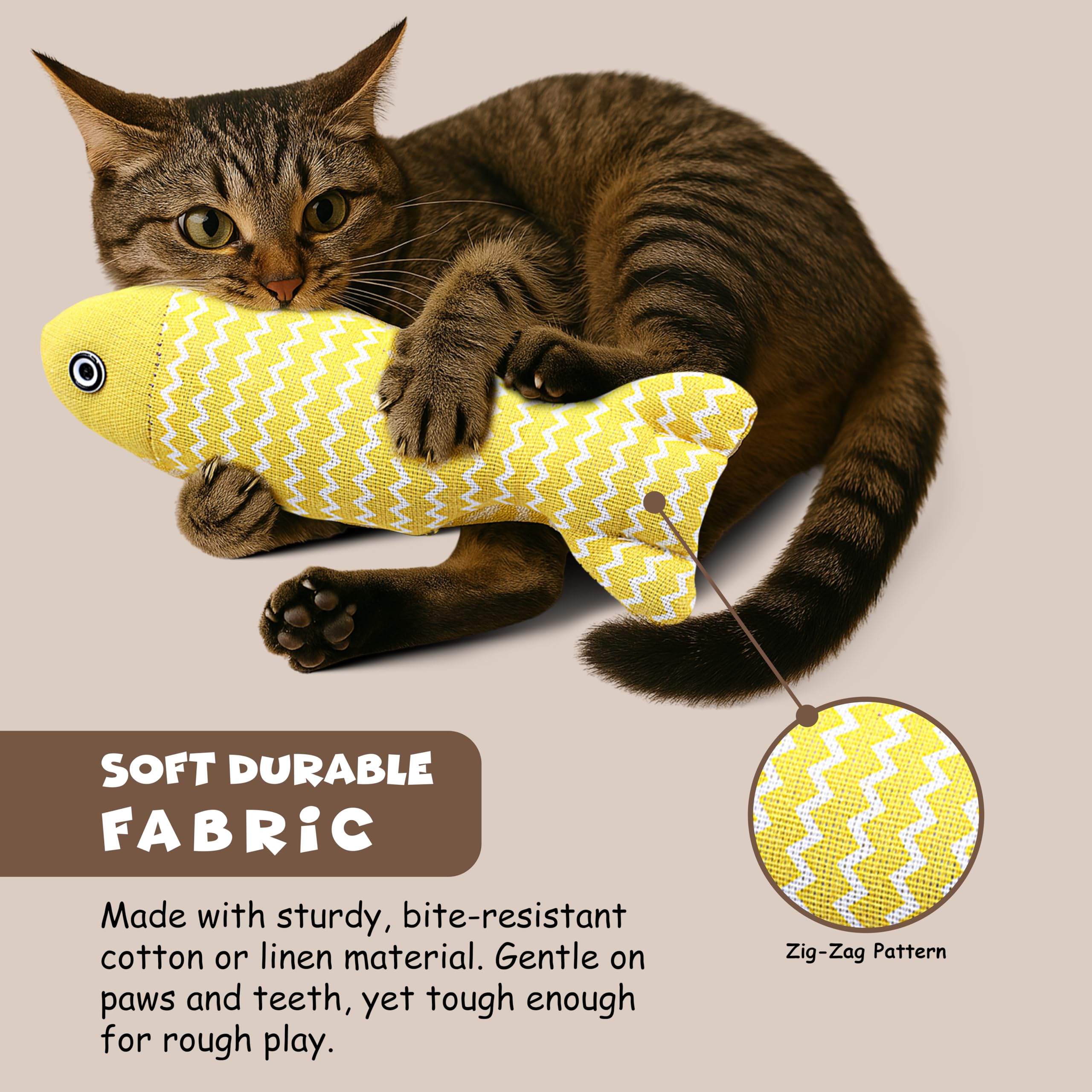 ألعاب حيوانات أليفة للقطط من فانفي | صوت مخصص للنعناع البري، ناعمة ومتينة، وسائد تفاعلية للقطط في الأماكن المغلقة | لعبة تسنين الحيوانات الأليفة والمضغ واللعب، 3 قطع على شكل سمكة